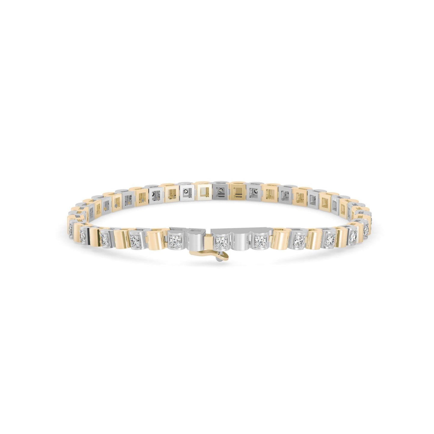 Classic Square Link Diamond Tennis Bracelet