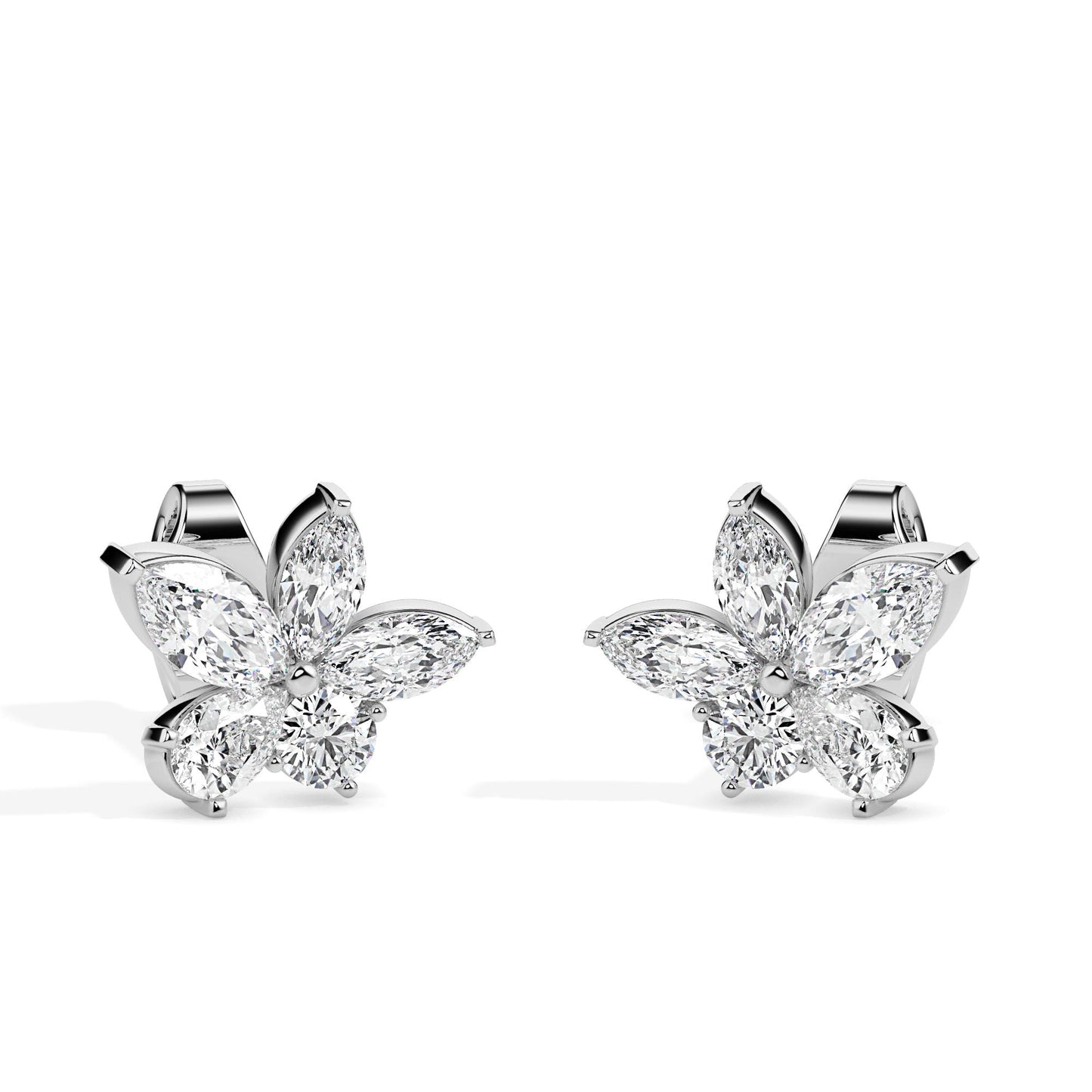 Floral Bloom Diamond Stud Earrings