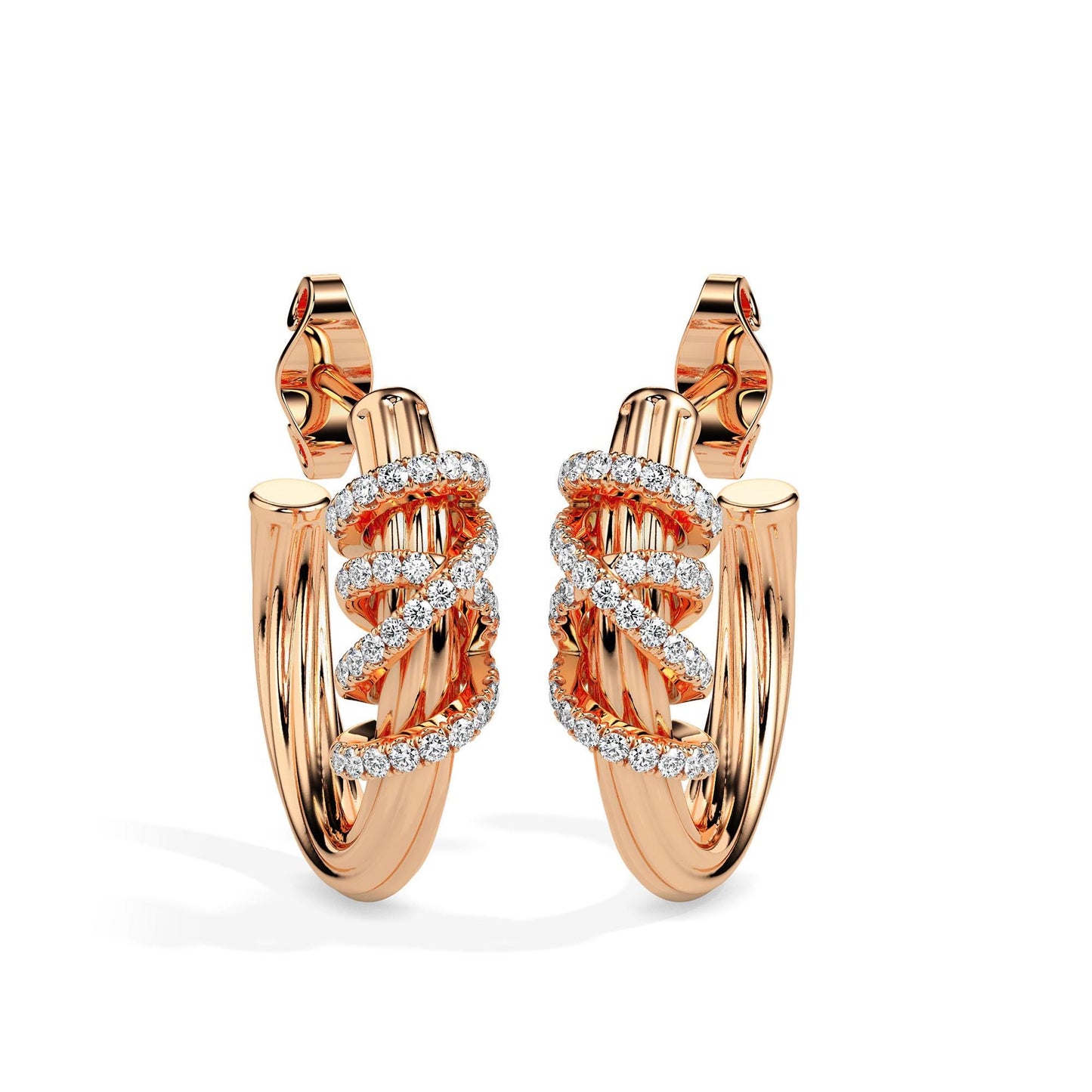 Twist Embrace Diamond Hoop Earrings