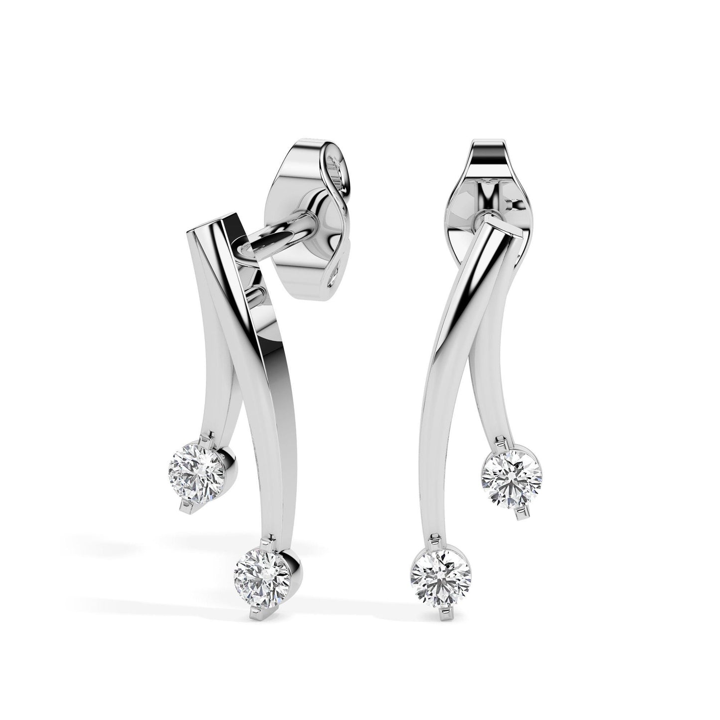 Diamond Modern Drop Earrings