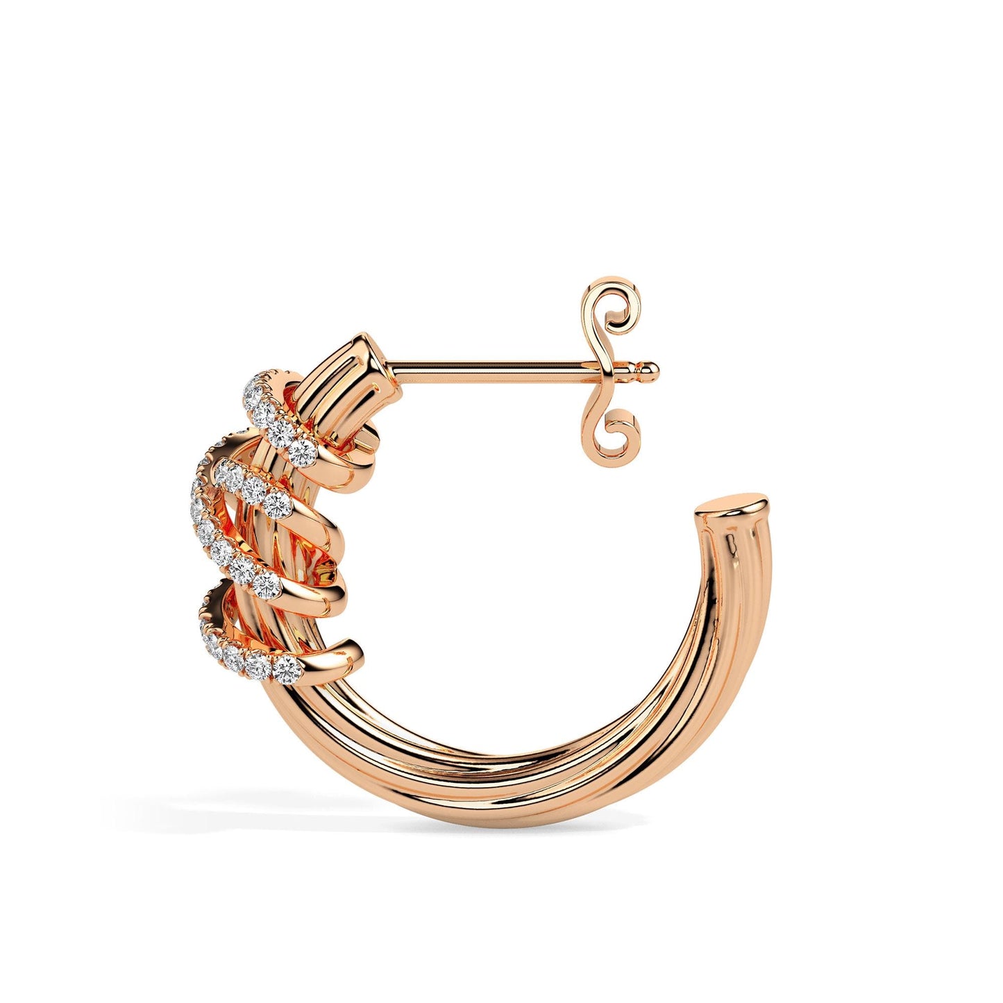 Twist Embrace Diamond Hoop Earrings