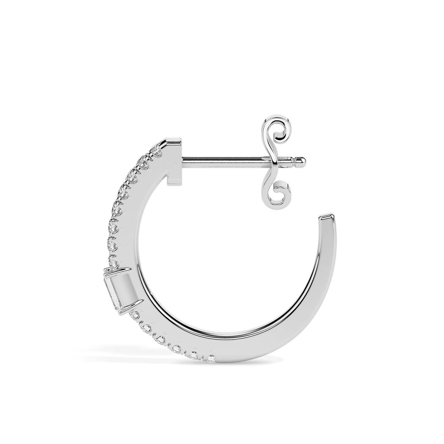 Baguette & Round Diamond Hoop Earrings