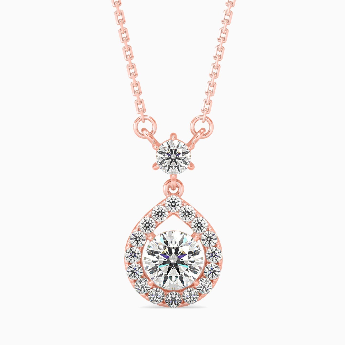 Teardrop Halo Diamond Pendant Necklace