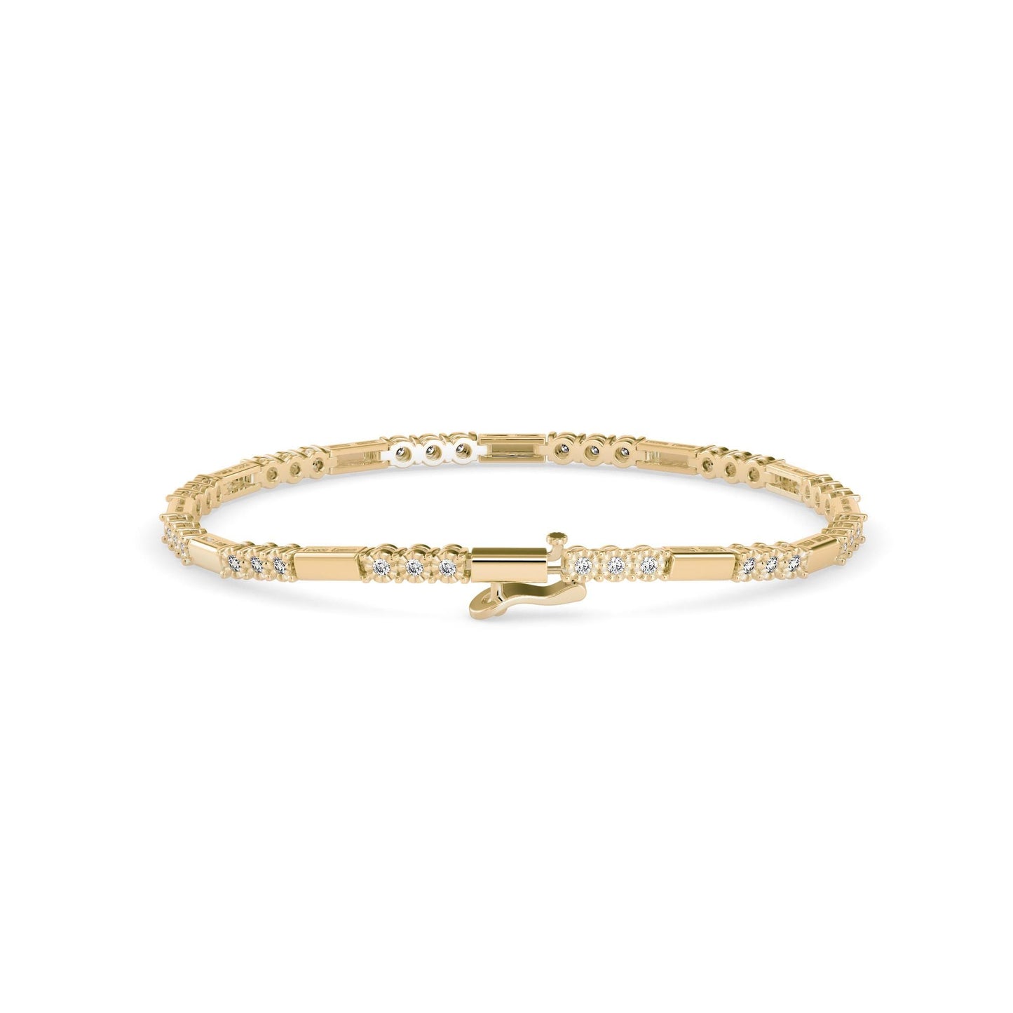 Diamond Tennis Bracelet Three Stone Rowed