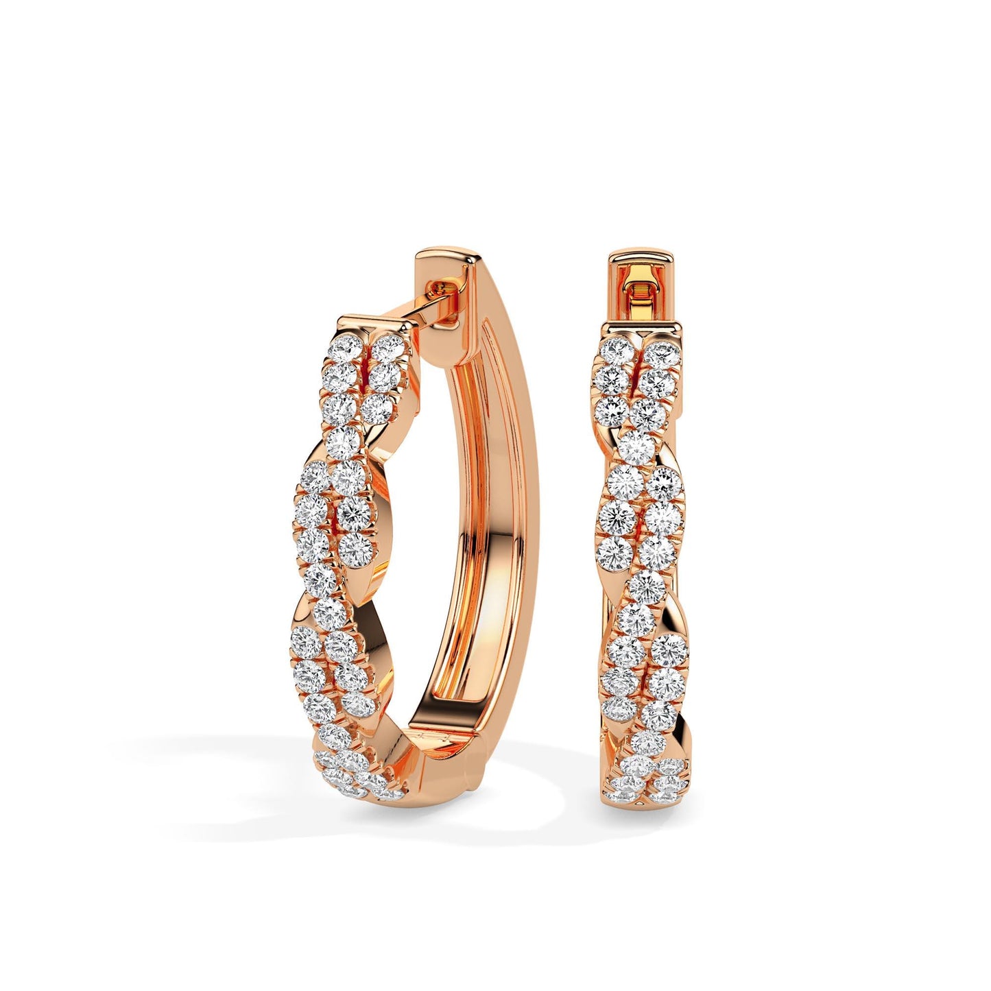 Twisted Diamond Hoop Earrings