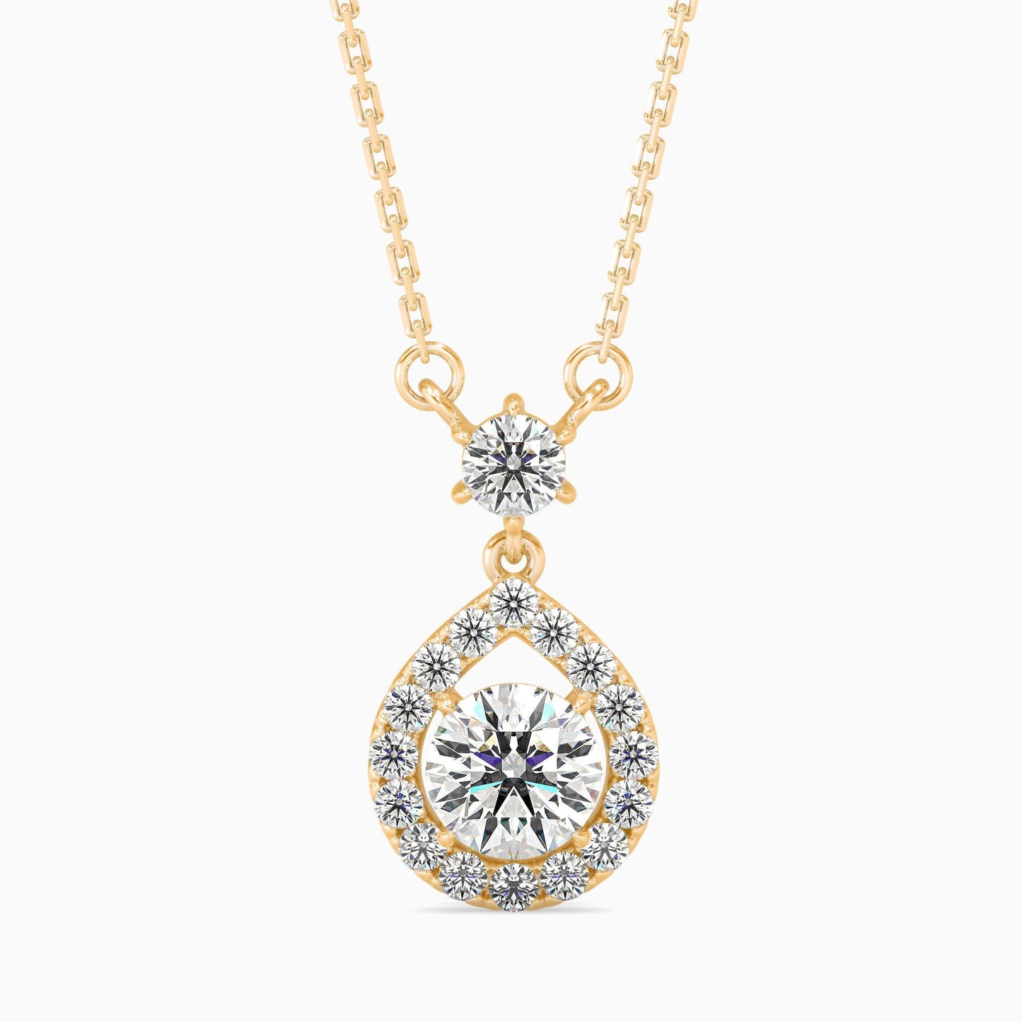 Teardrop Halo Diamond Pendant Necklace