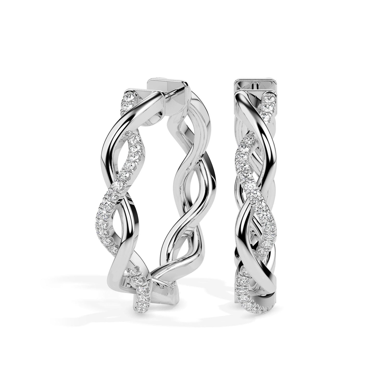 Braided Diamond Hoop Earrings