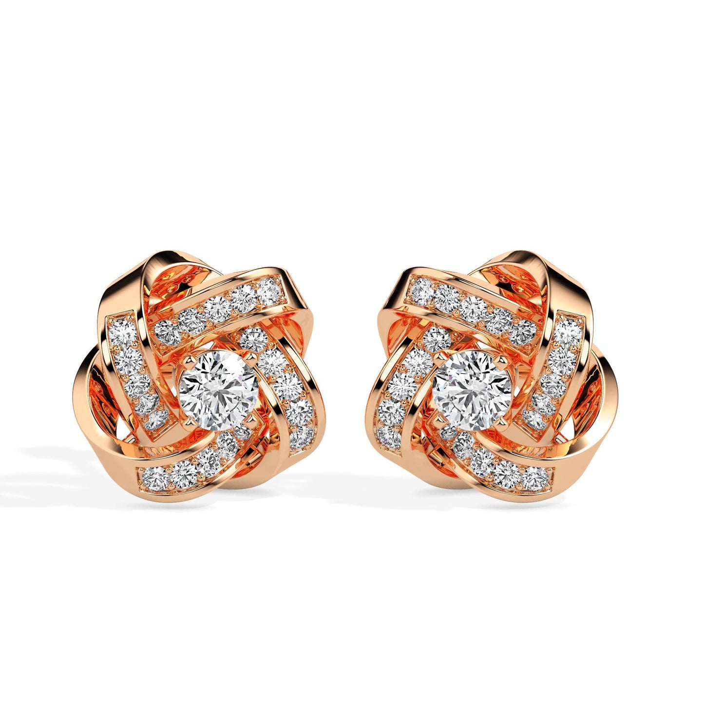 Radiant Love Knot Diamond Stud Earrings
