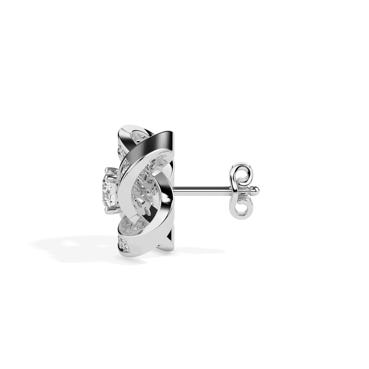 Radiant Love Knot Diamond Stud Earrings