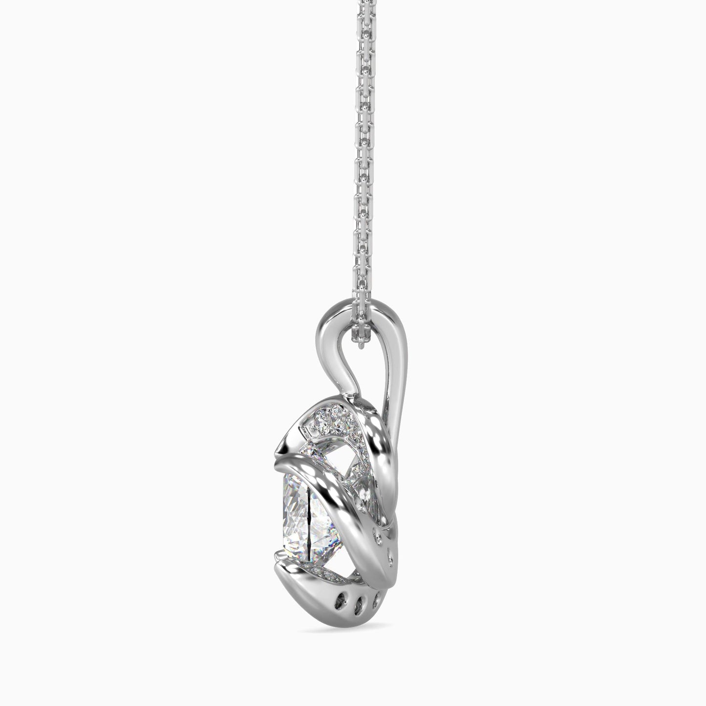 Diamond Flower Halo Pendant Necklace