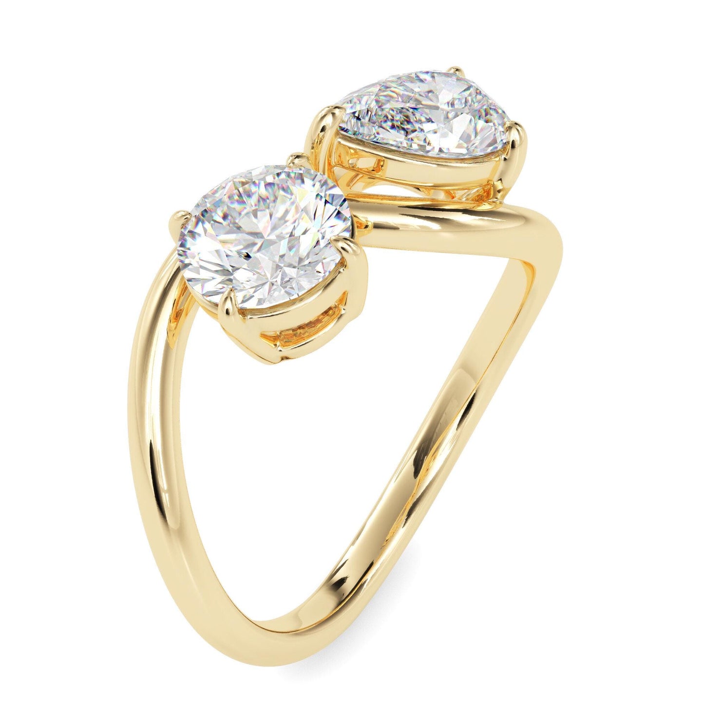 Round & Pear Cut Toi et Moi Ring