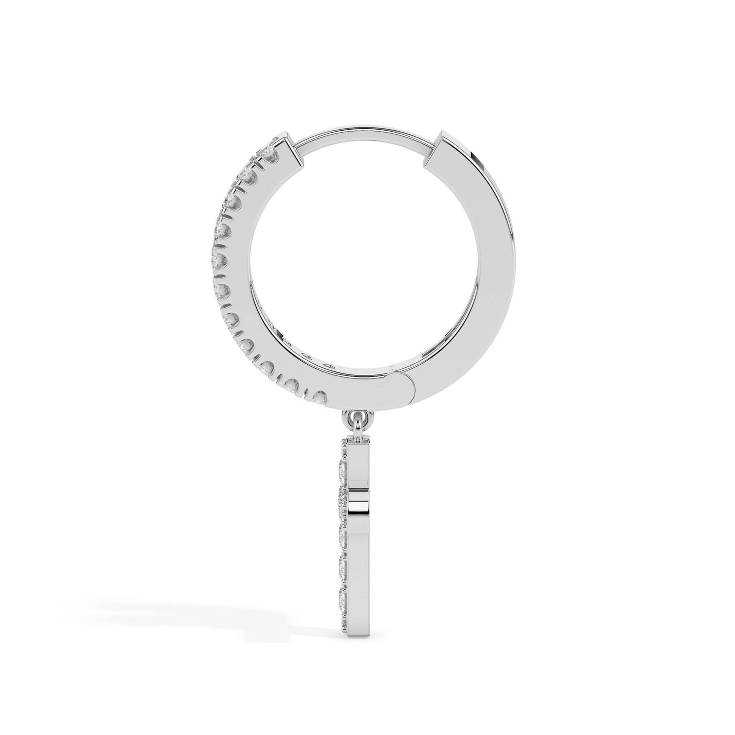 Diamond Cross Dangle Hoop Earrings
