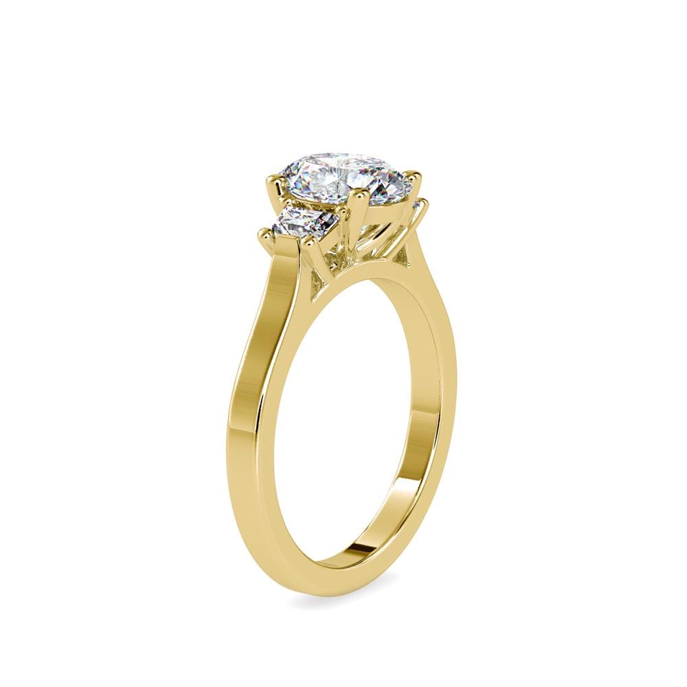 Oval Lab Grown Diamond Engagement Ring with Princess Side Stones