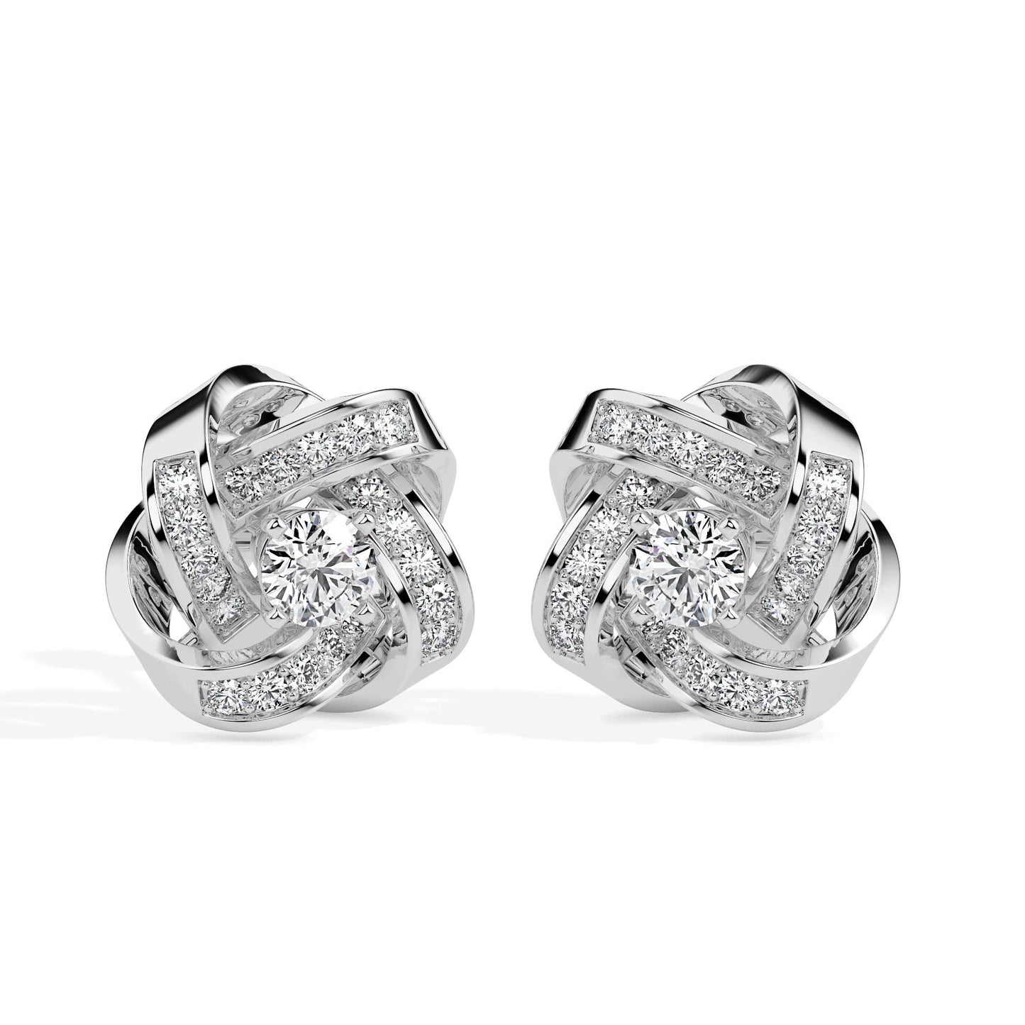 Radiant Love Knot Diamond Stud Earrings