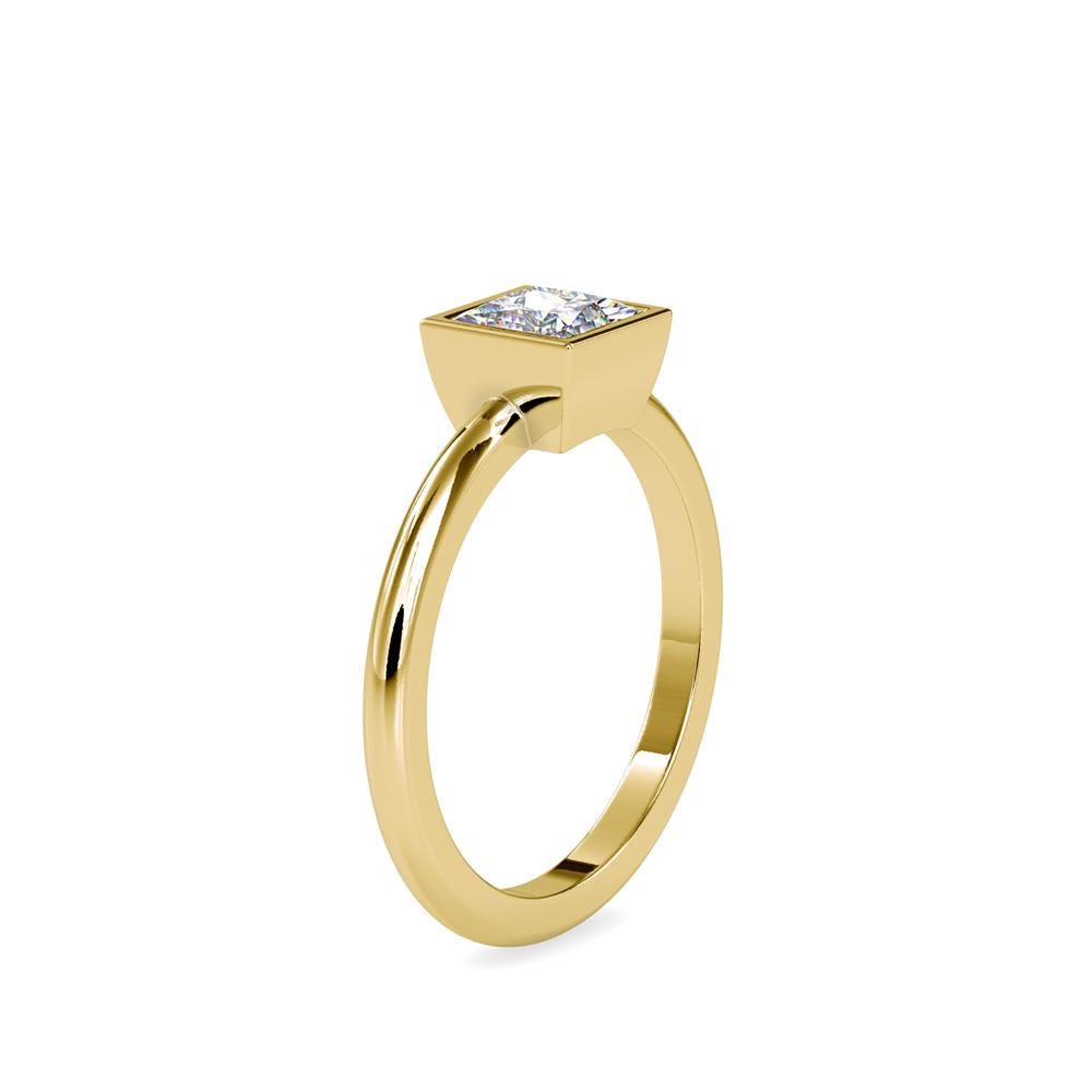 Princess Cut Bezel Set Ring