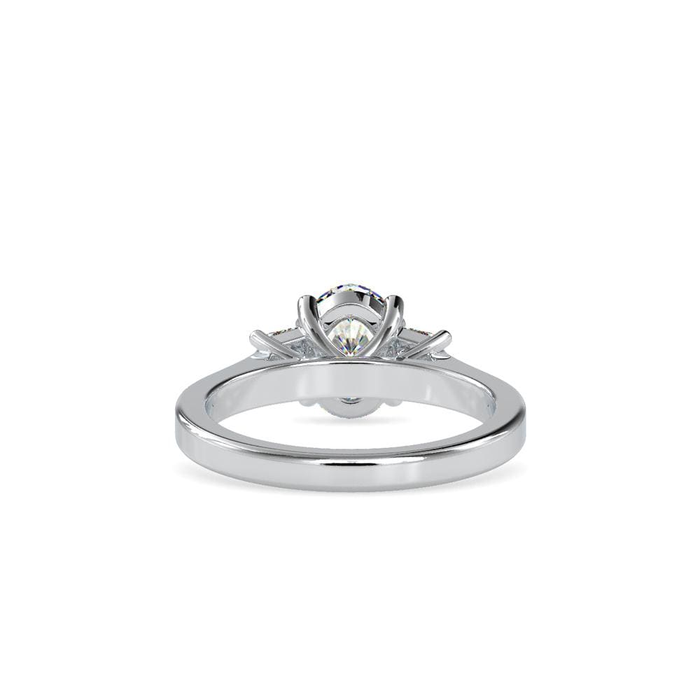 Oval Lab Grown Diamond Engagement Ring with Princess Side Stones