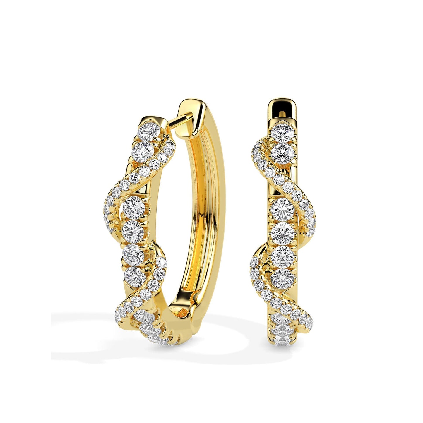 Diamond Twist Hoop Earrings in Elegant Spiral Design