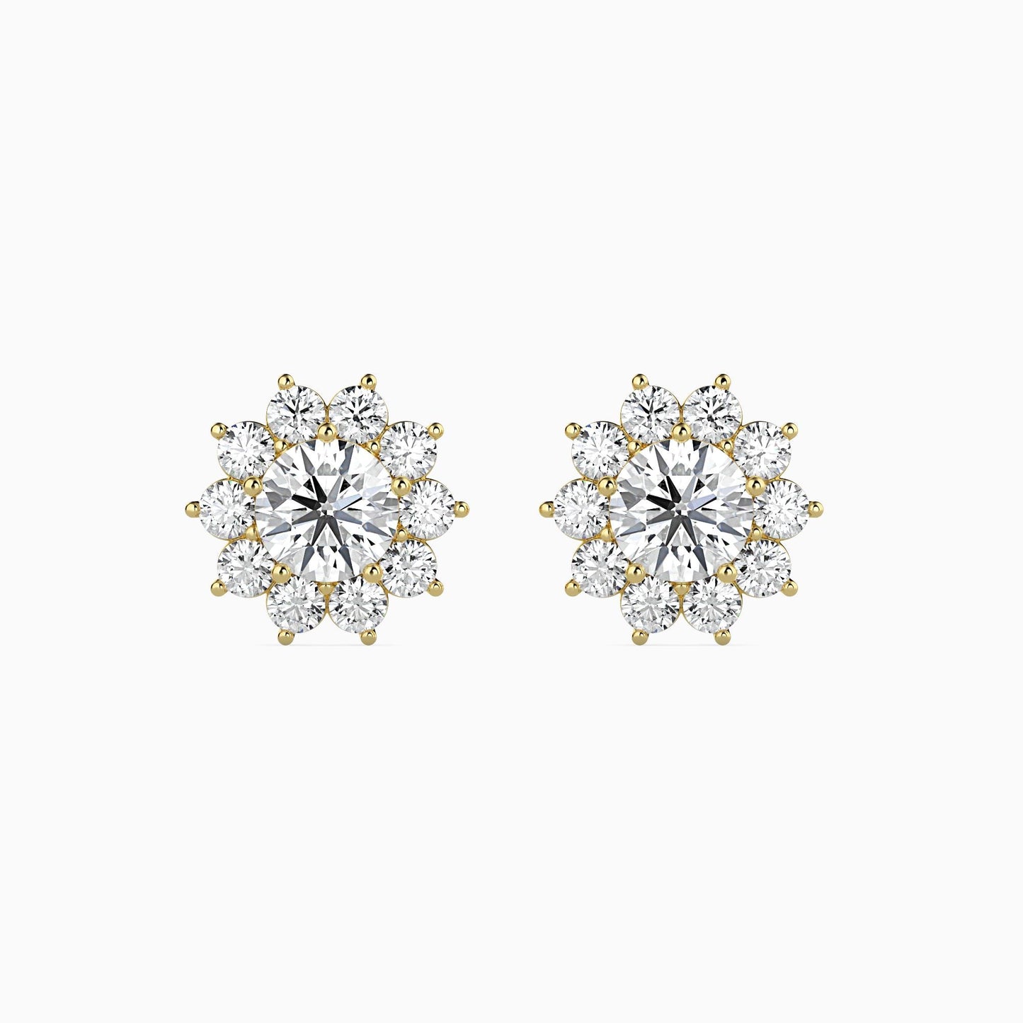 Floral Diamond Halo Stud Earrings