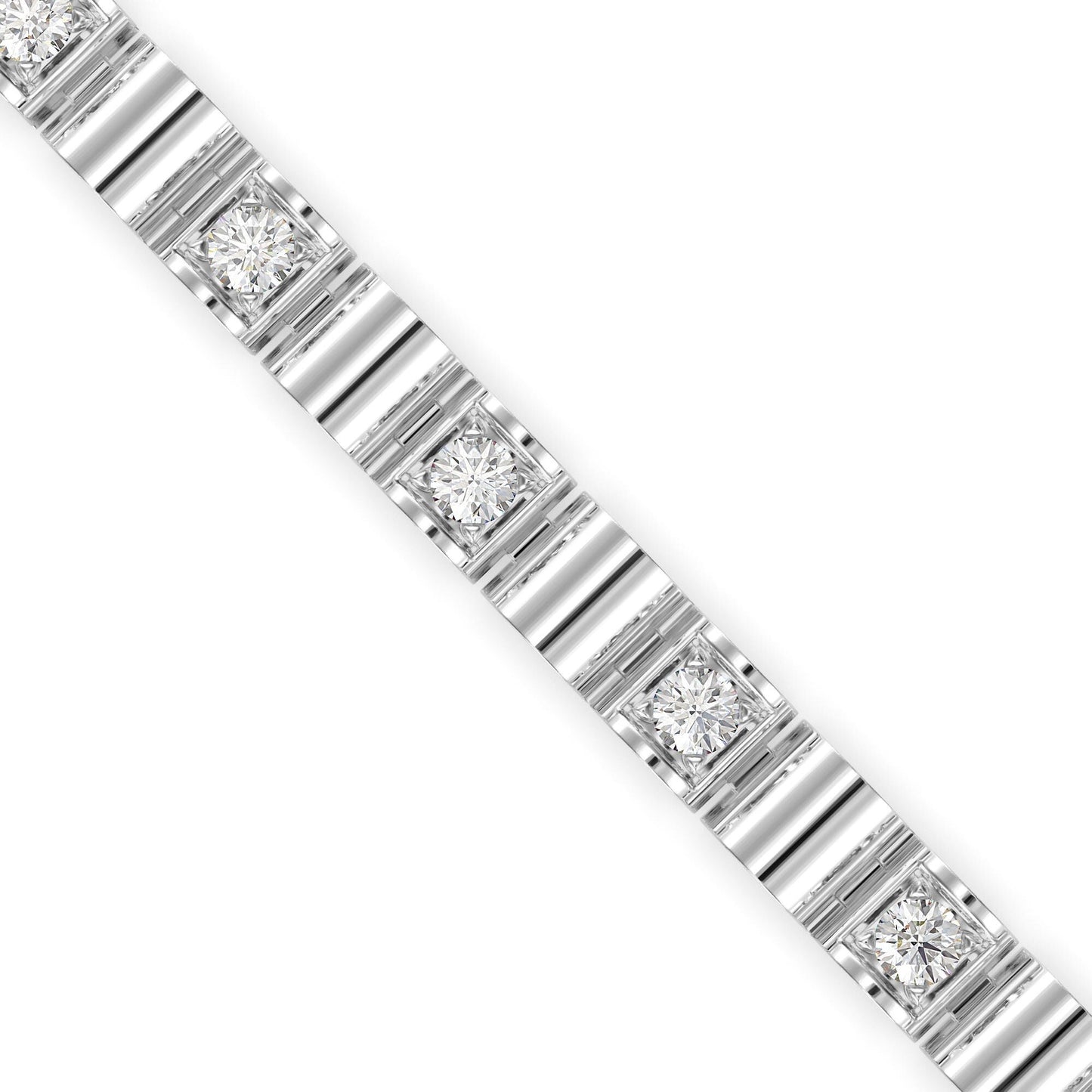 Classic Square Link Diamond Tennis Bracelet