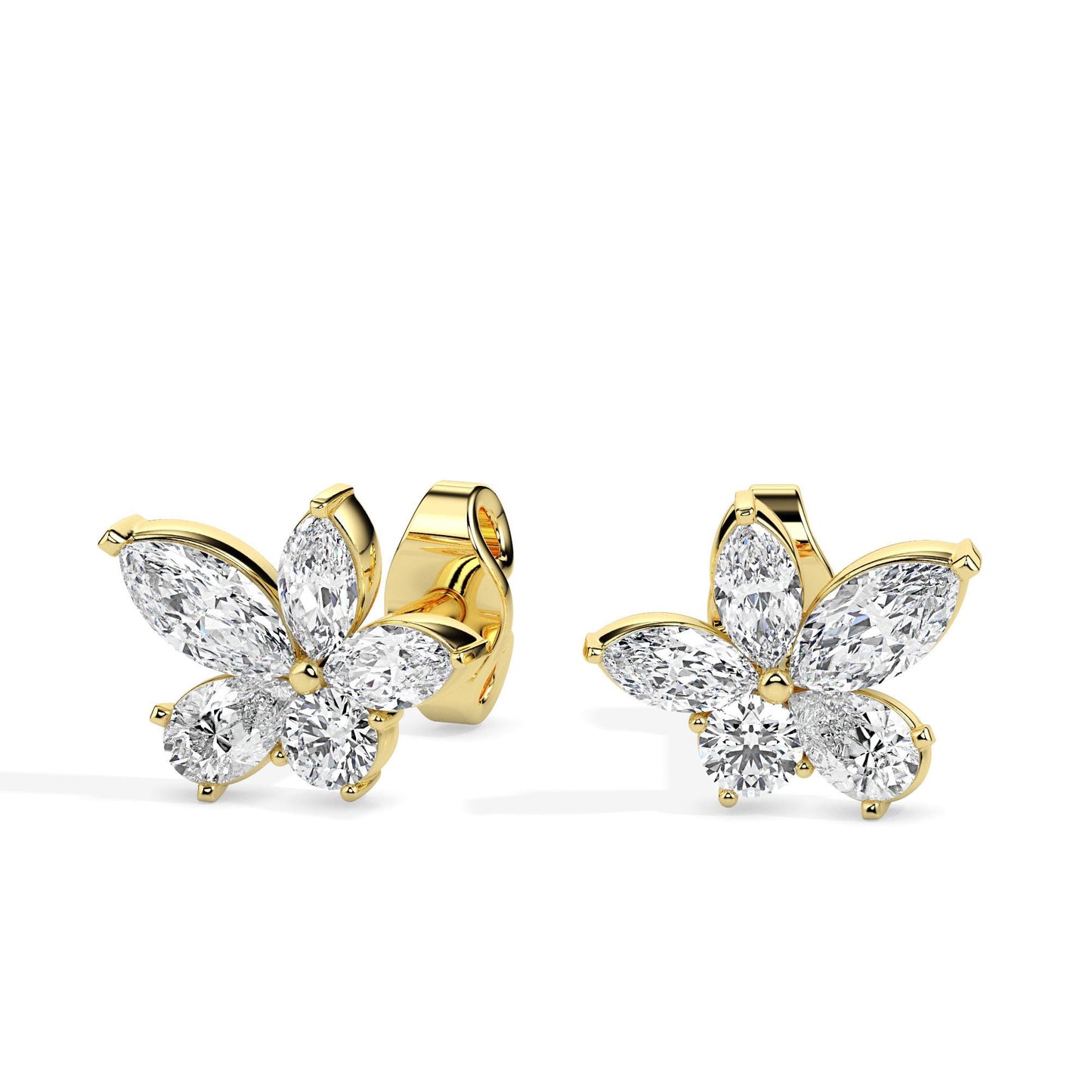 Floral Bloom Diamond Stud Earrings