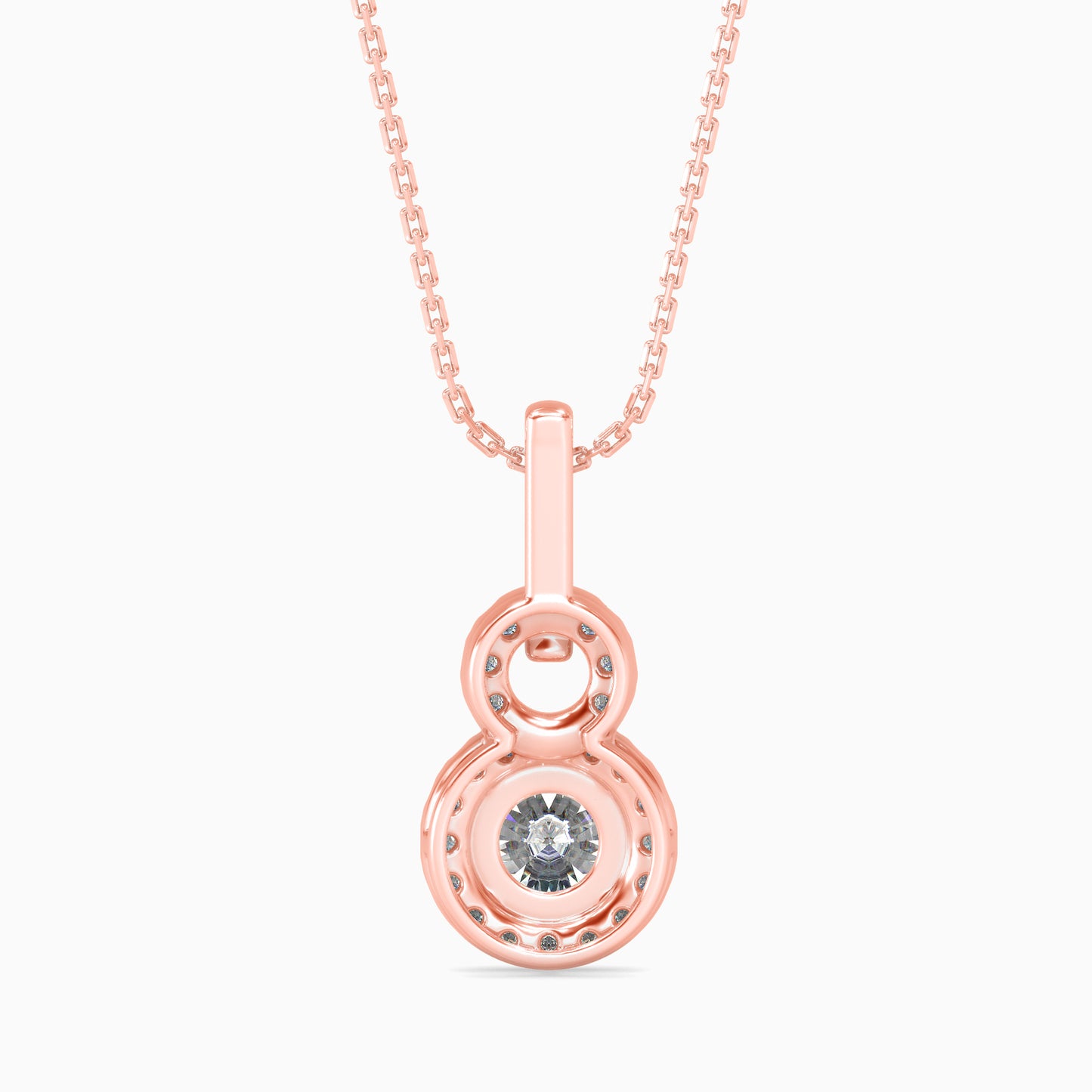 Double Halo Circle Pendant Necklace