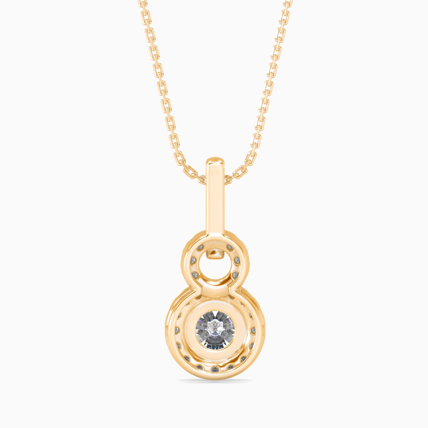 Double Halo Circle Pendant Necklace