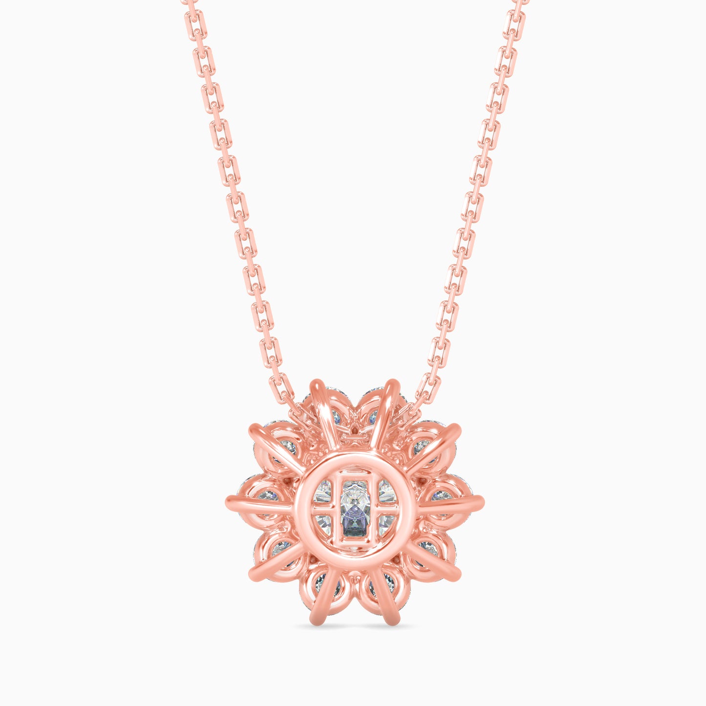 Floral Diamond Halo Pendant Necklace