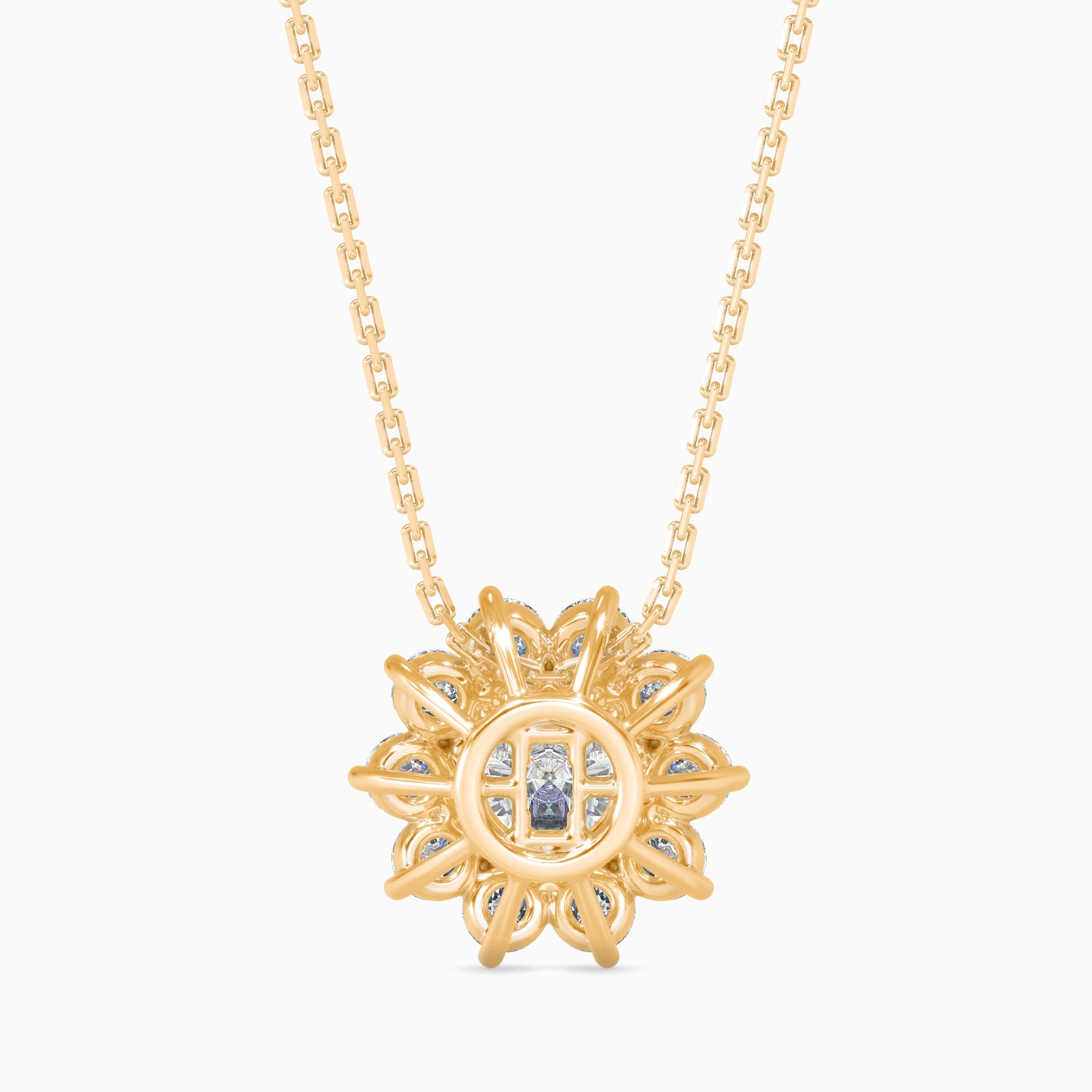 Floral Diamond Halo Pendant Necklace