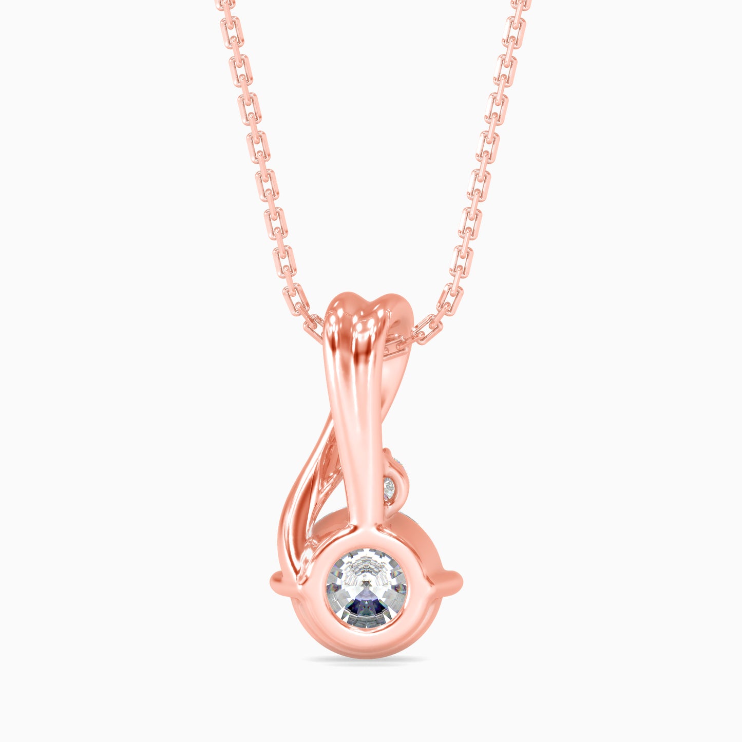 Heart Swirl Two-Stone Diamond Pendant Necklace