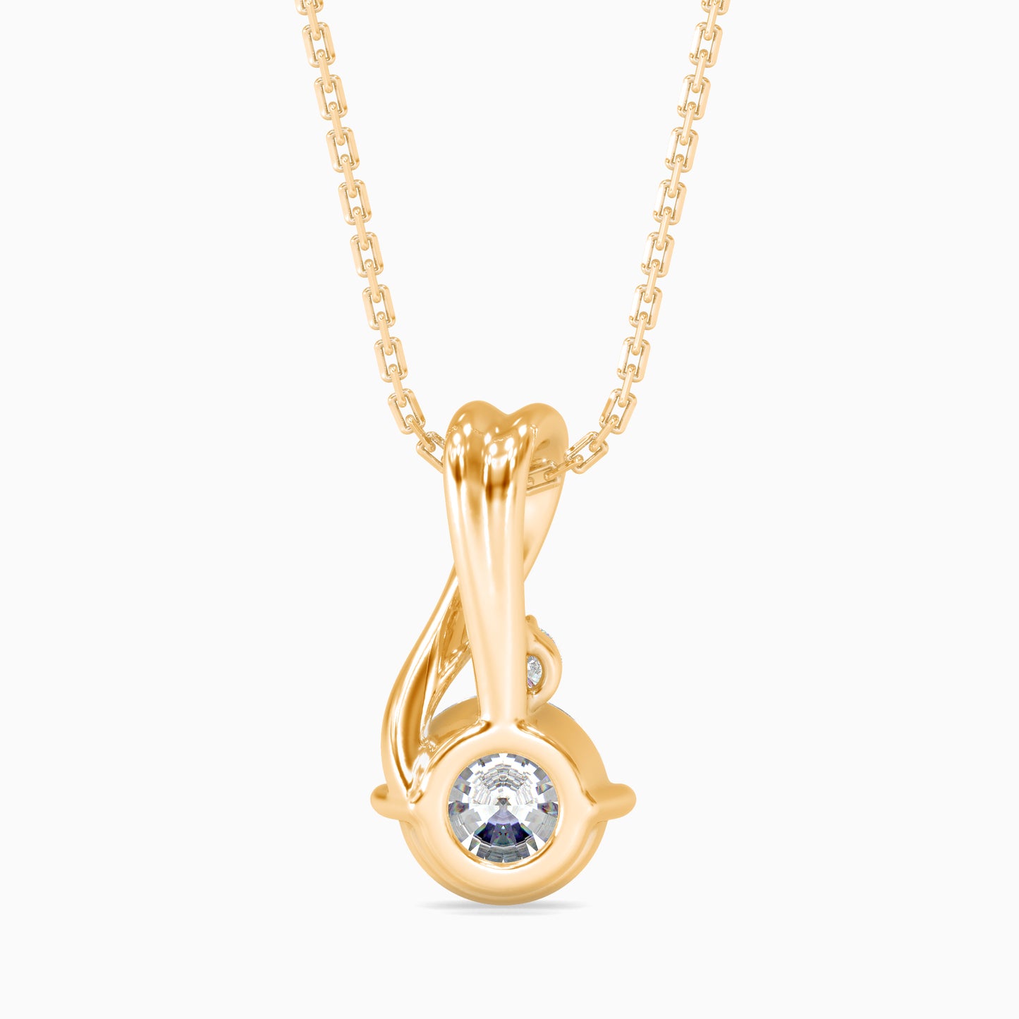 Heart Swirl Two-Stone Diamond Pendant Necklace