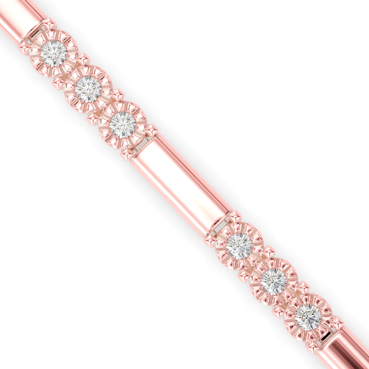 Diamond Tennis Bracelet Three Stone Rowed