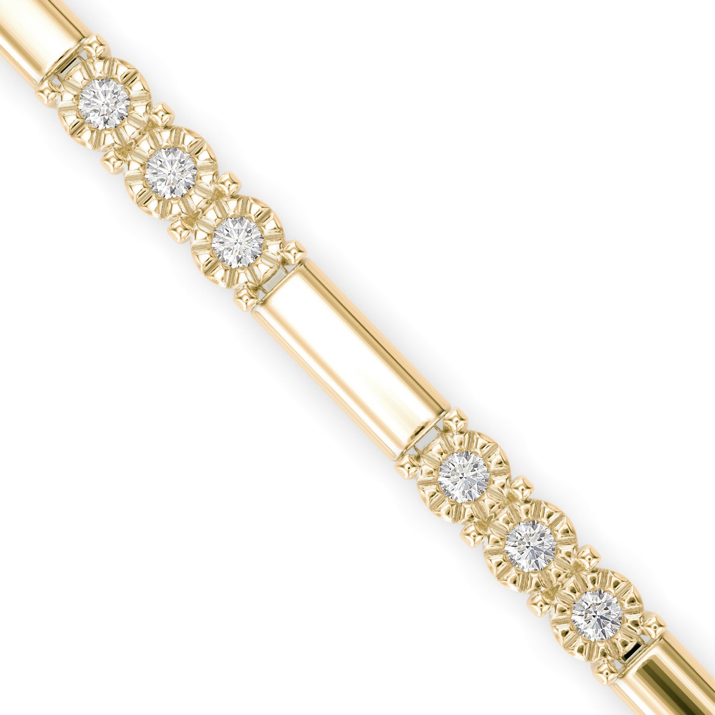 Diamond Tennis Bracelet Three Stone Rowed
