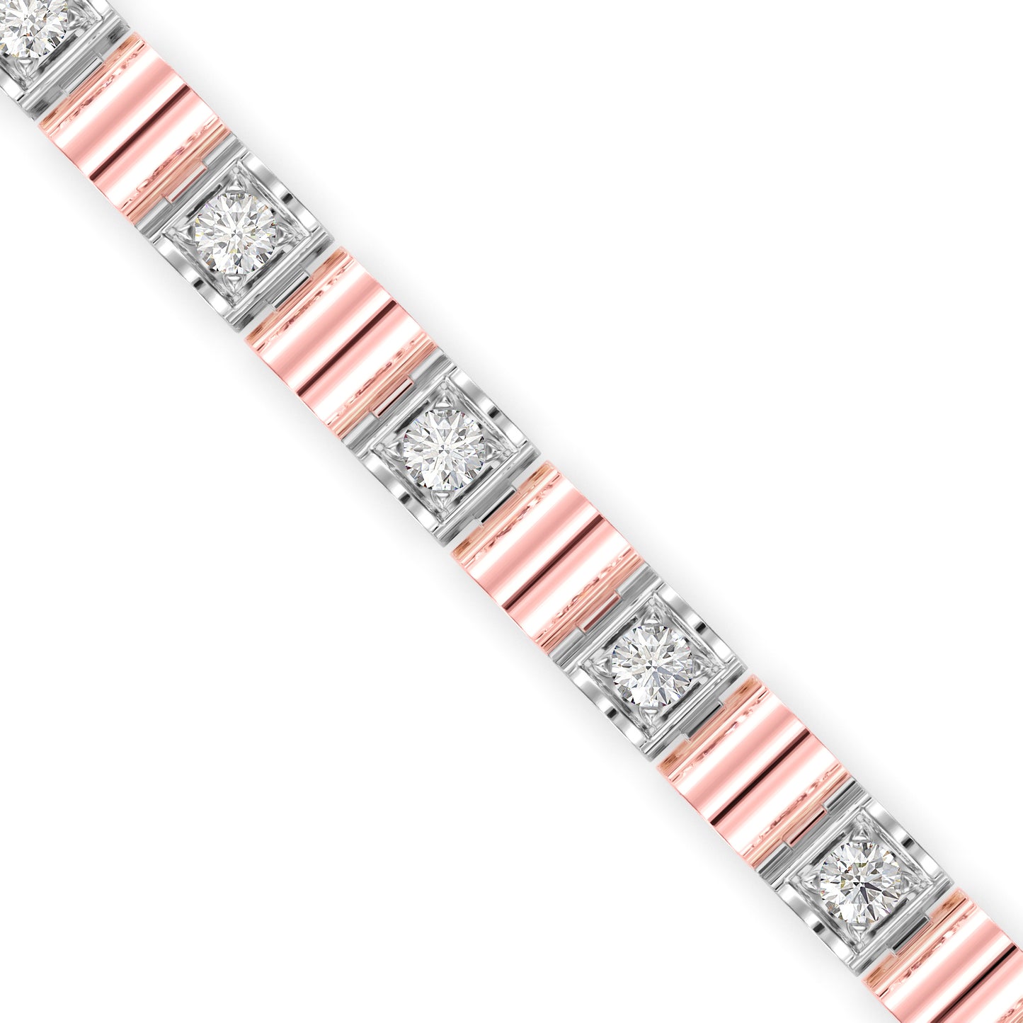 Classic Square Link Diamond Tennis Bracelet