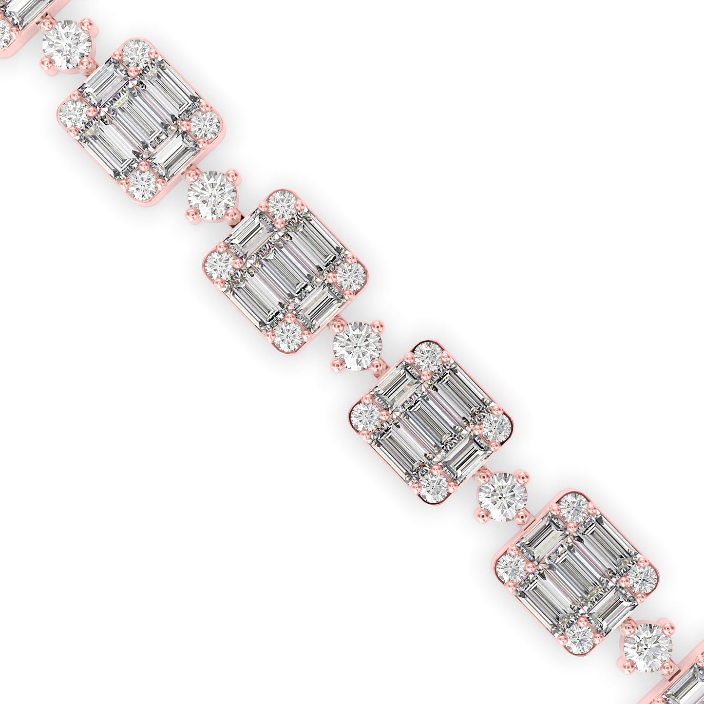 Emerald-Cut Cluster Diamond Tennis Bracelet