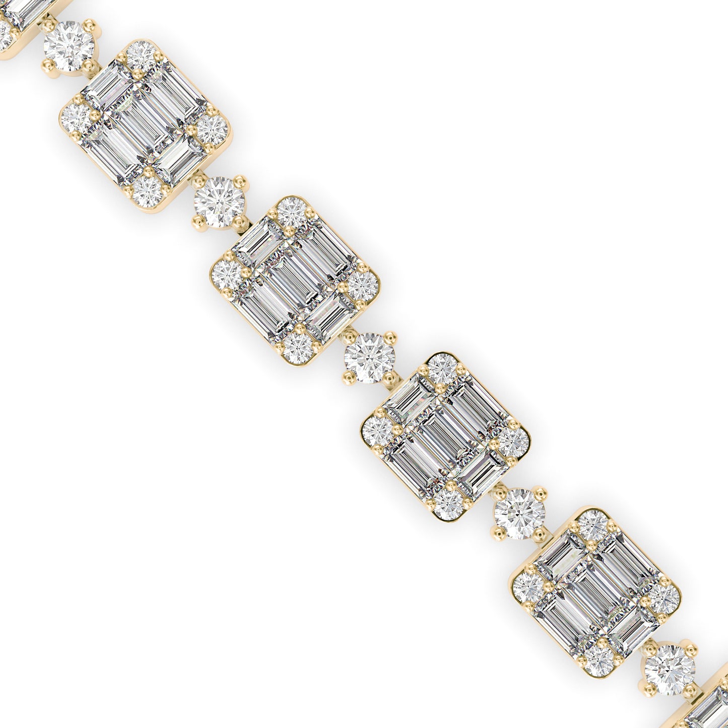 Emerald-Cut Cluster Diamond Tennis Bracelet