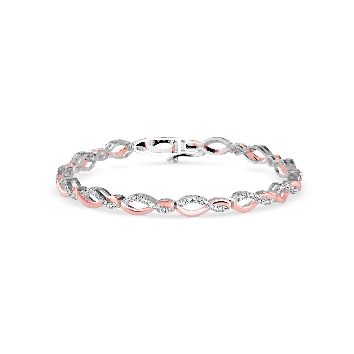 Infinity Twist Diamond Tennis Bracelet Two-Tone