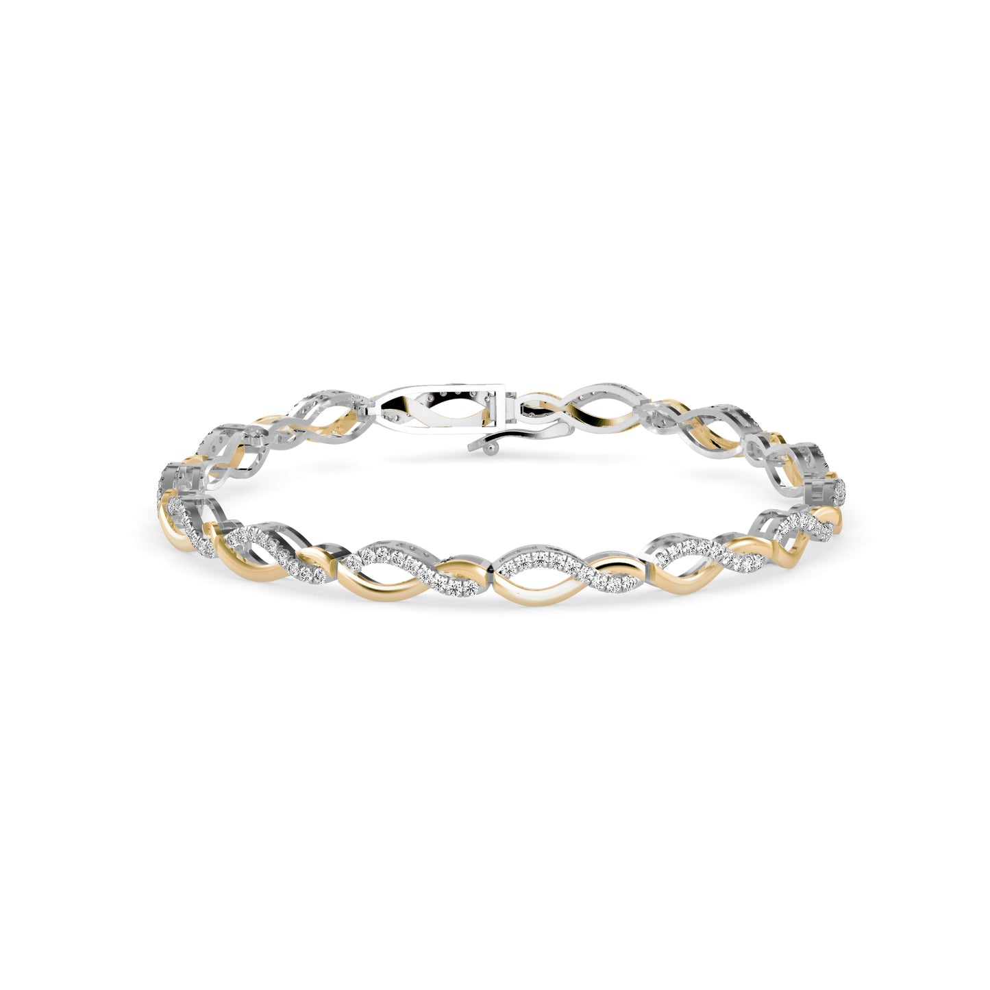 Infinity Twist Diamond Tennis Bracelet Two-Tone