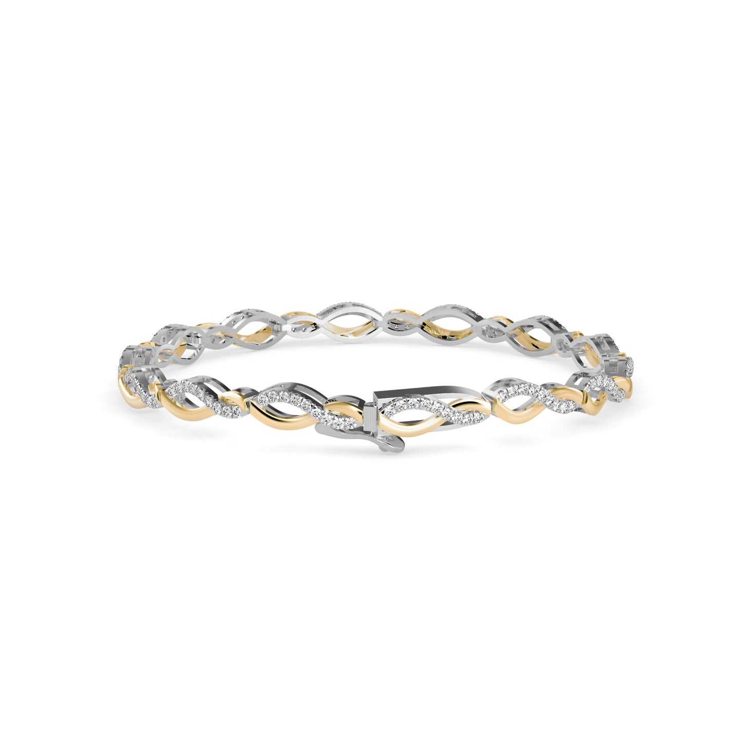 Infinity Twist Diamond Tennis Bracelet Two-Tone