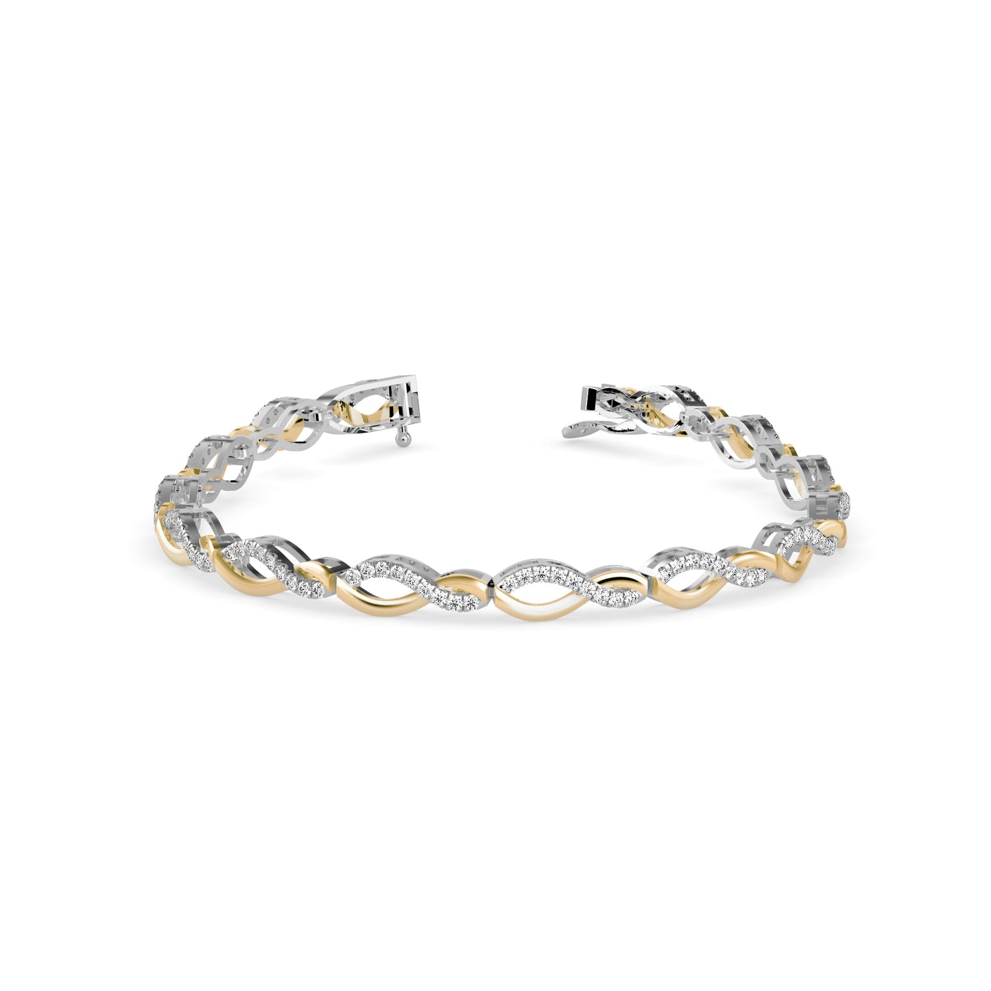 Infinity Twist Diamond Tennis Bracelet Two-Tone