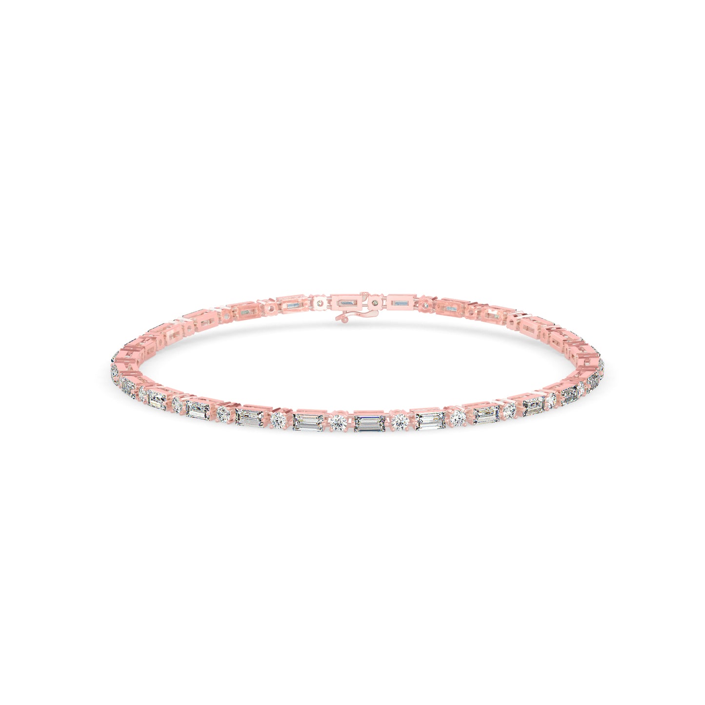 Alternating Round & Baguette Diamond Tennis Bracelet