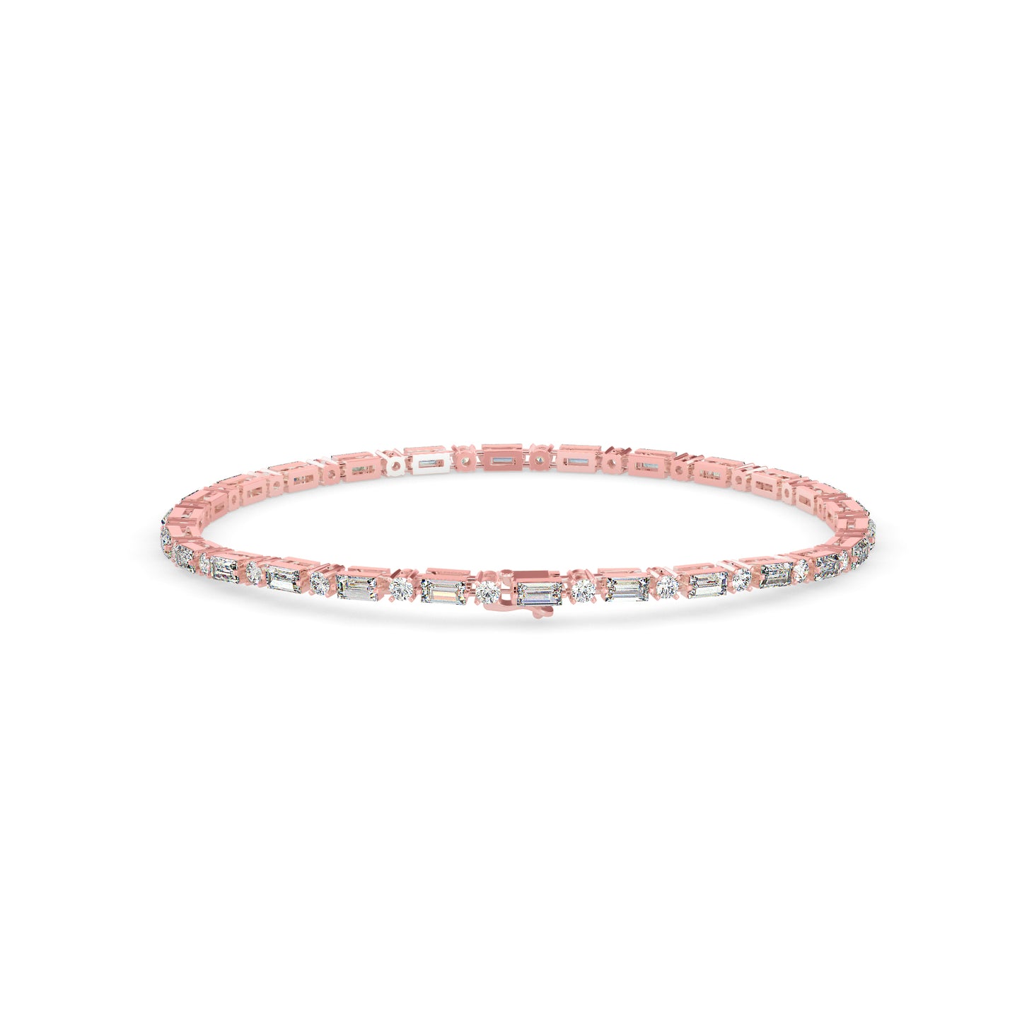 Alternating Round & Baguette Diamond Tennis Bracelet