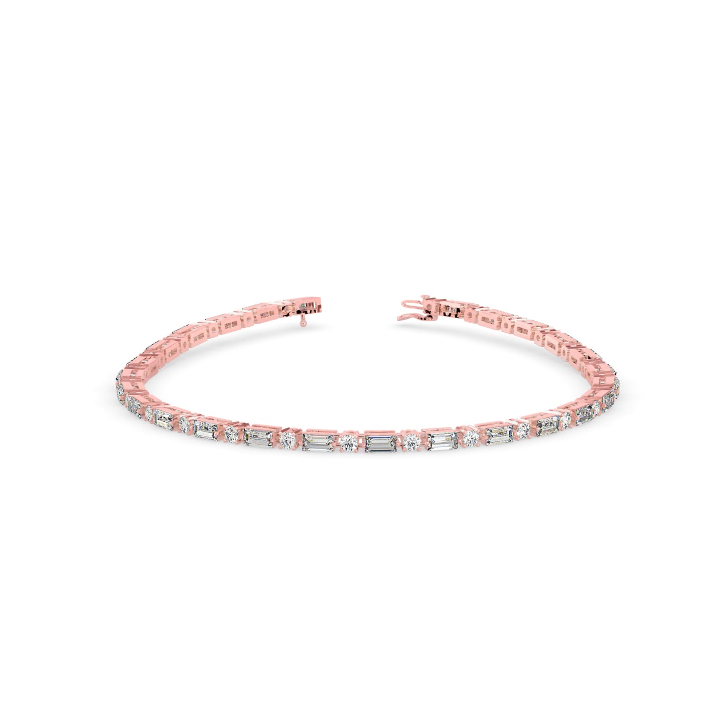 Alternating Round & Baguette Diamond Tennis Bracelet