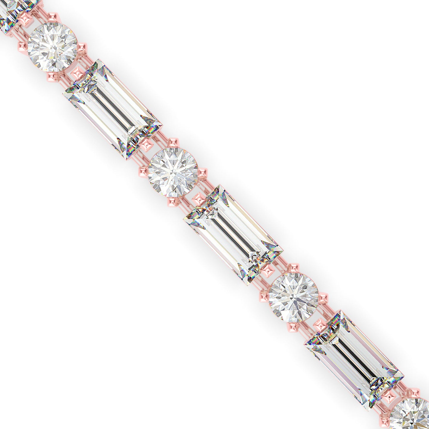 Alternating Round & Baguette Diamond Tennis Bracelet