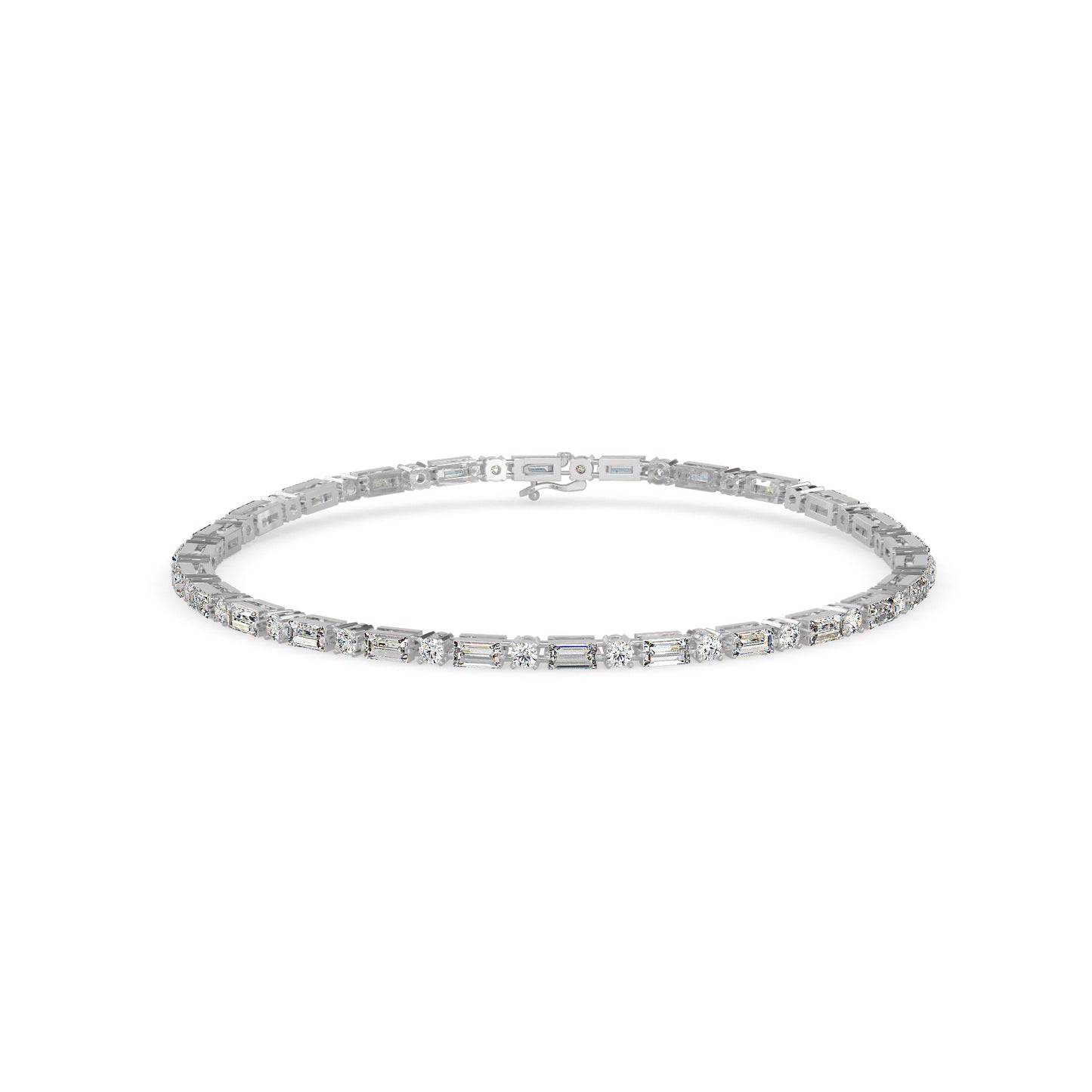 Alternating Round & Baguette Diamond Tennis Bracelet