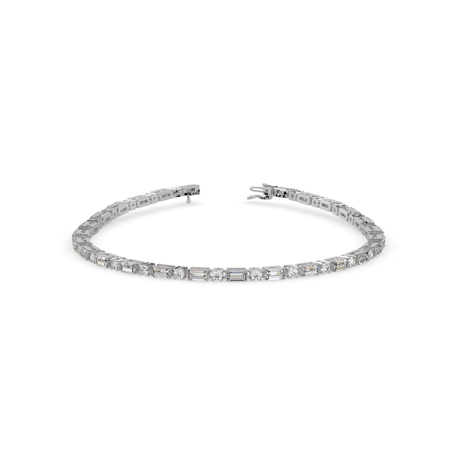 Alternating Round & Baguette Diamond Tennis Bracelet