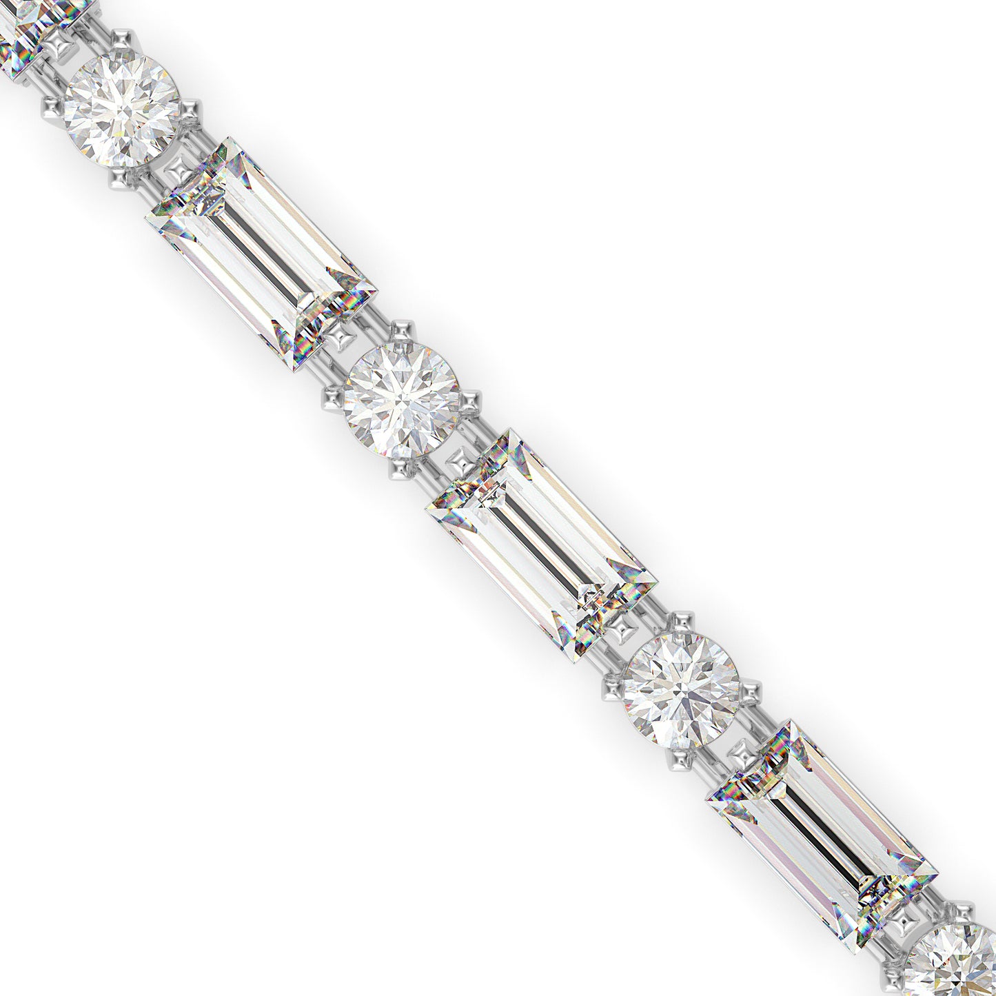 Alternating Round & Baguette Diamond Tennis Bracelet