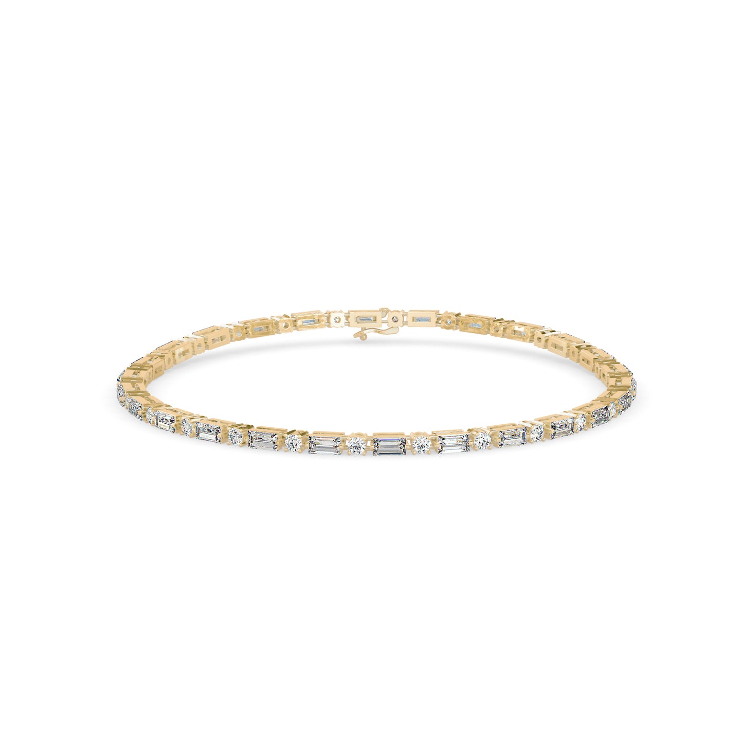 Alternating Round & Baguette Diamond Tennis Bracelet
