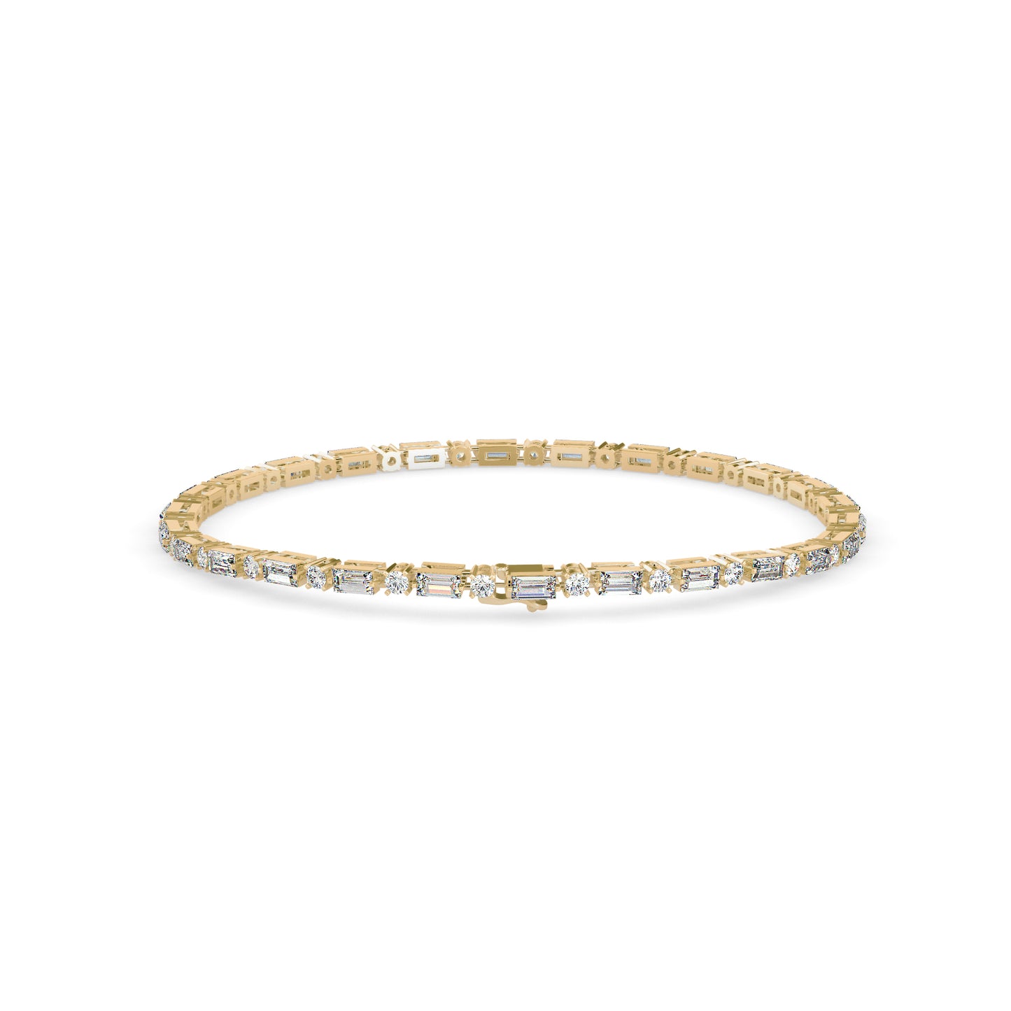 Alternating Round & Baguette Diamond Tennis Bracelet