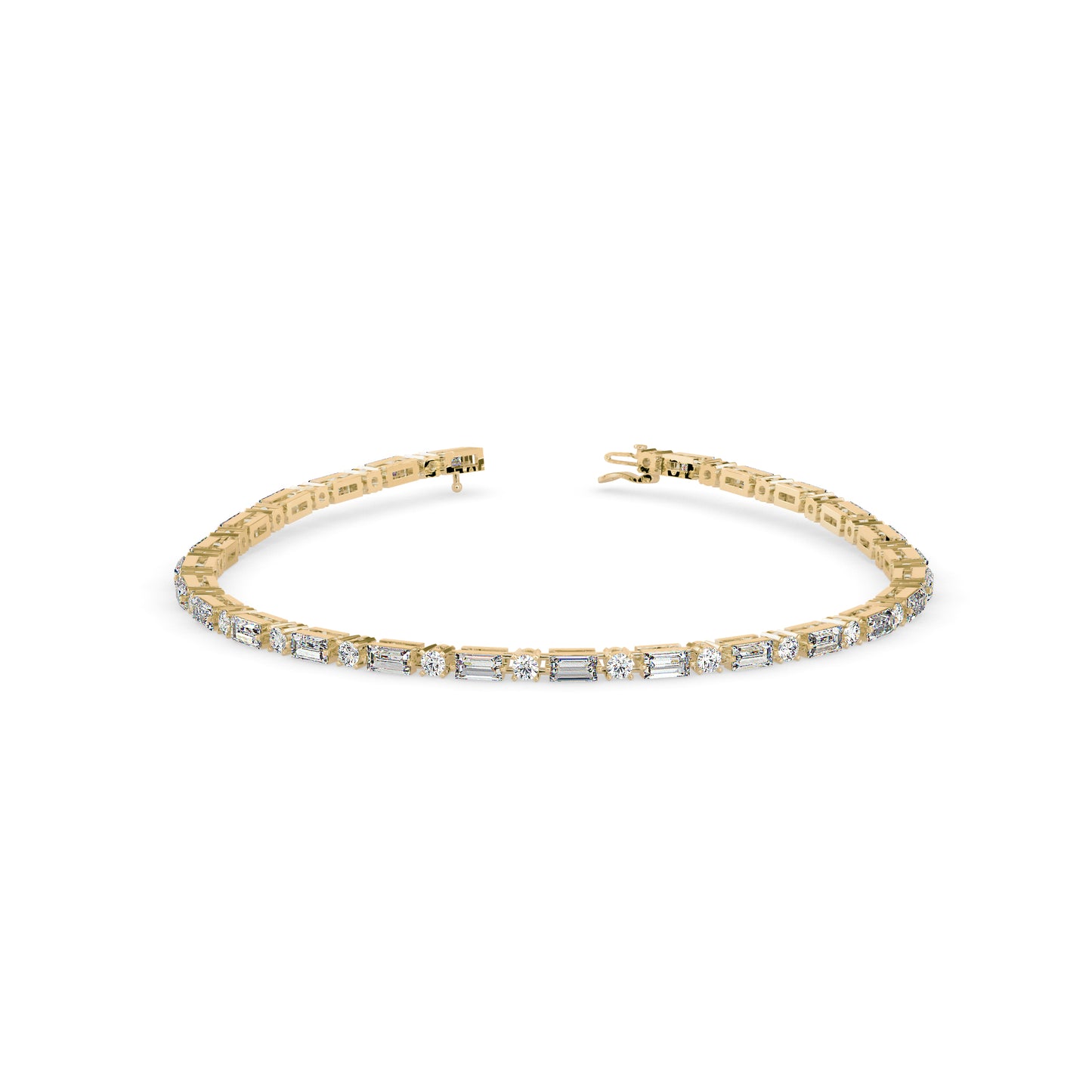 Alternating Round & Baguette Diamond Tennis Bracelet