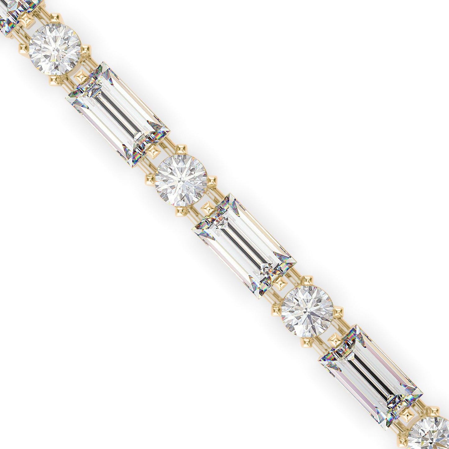 Alternating Round & Baguette Diamond Tennis Bracelet